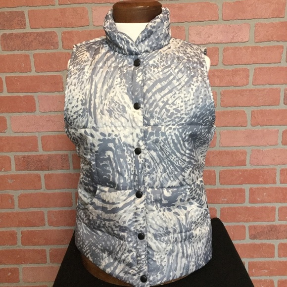 ZOD Womens Puffer Vest Size Medium Pockets Gray Animal Print - Picture 1 of 8